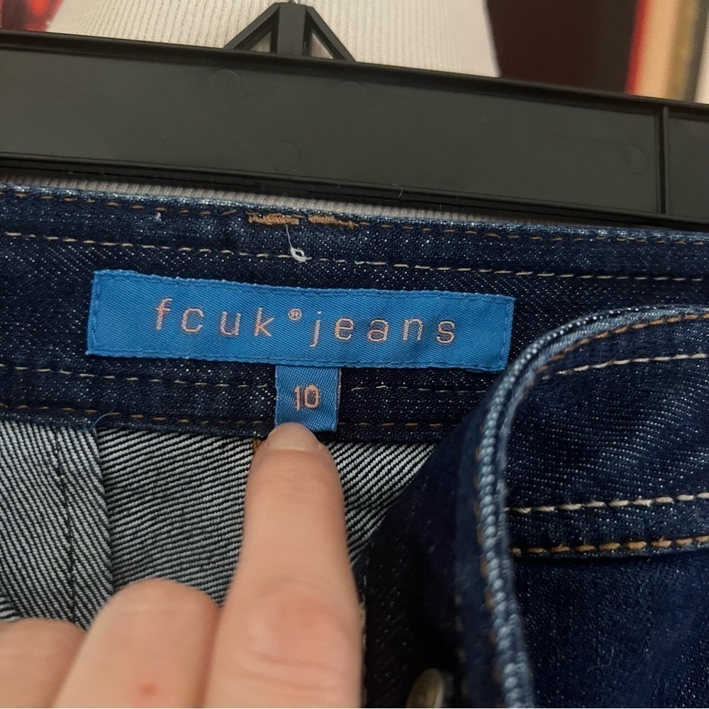 fcuk jeans: Exposed Stitching Dark Denim Jean Skirt  With Functioning Pockets - Picture 7 of 9